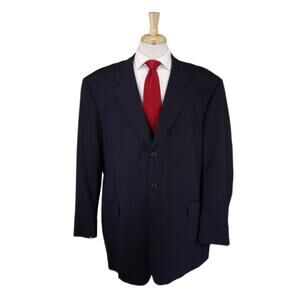 Coppley Big Tall Navy Blue Pinstripe 3-Btn Wool Suit Custom 52R